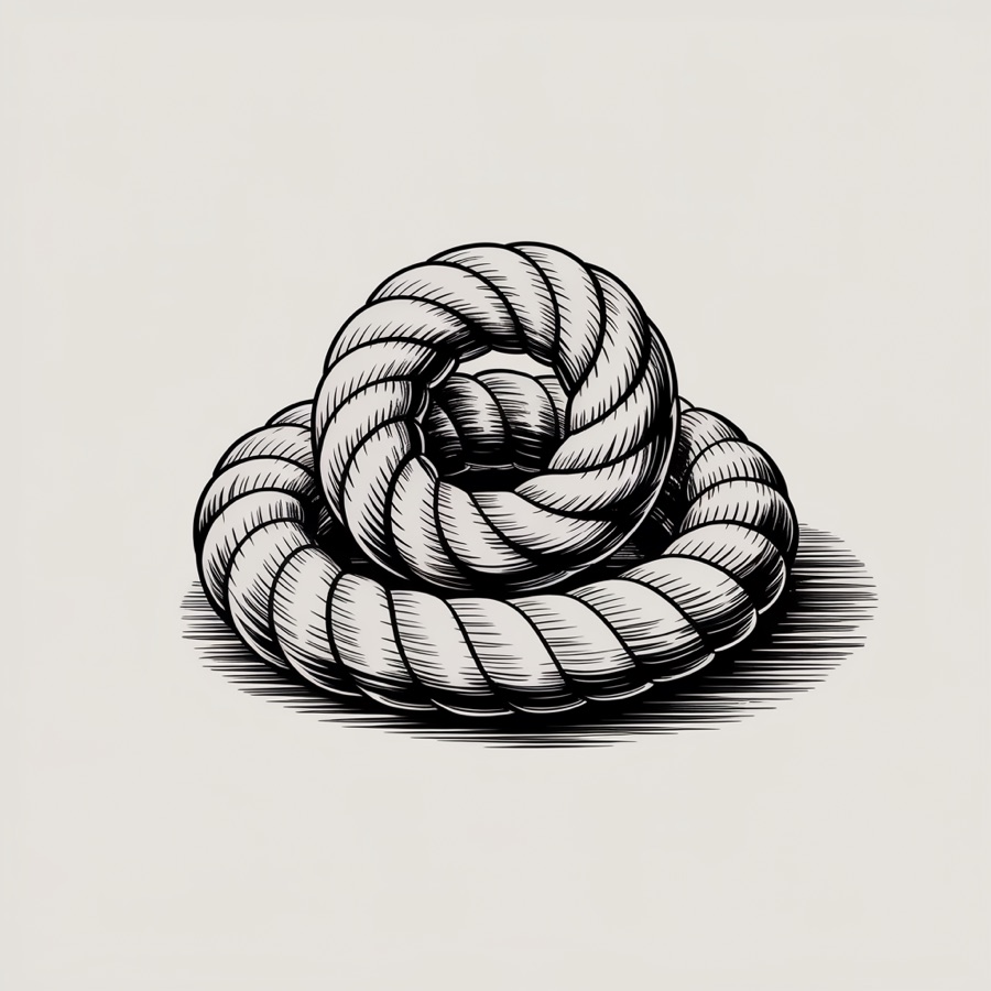A coiled tube folding back on itself.